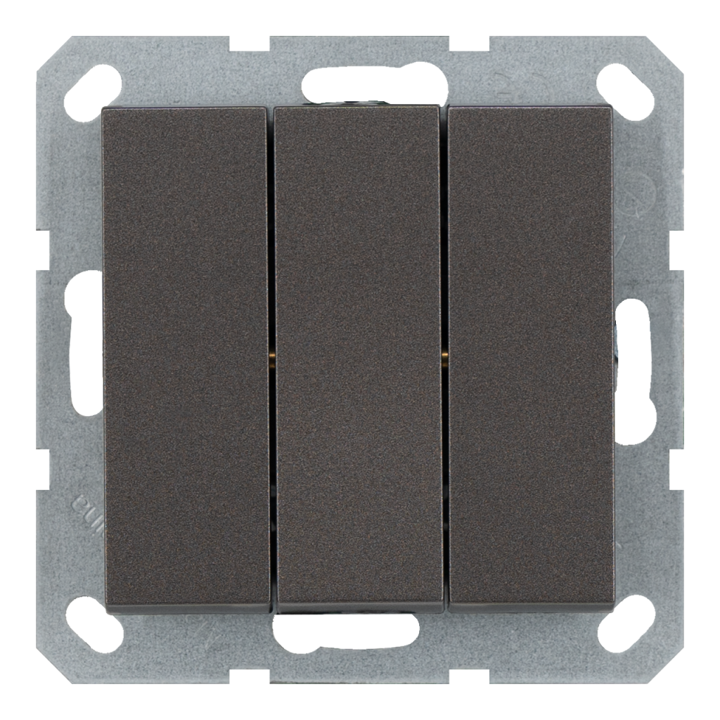 Изображение G3031Z Выключатель 3-клавишный 10A с клавишей - G (мокко) - завод JASMART