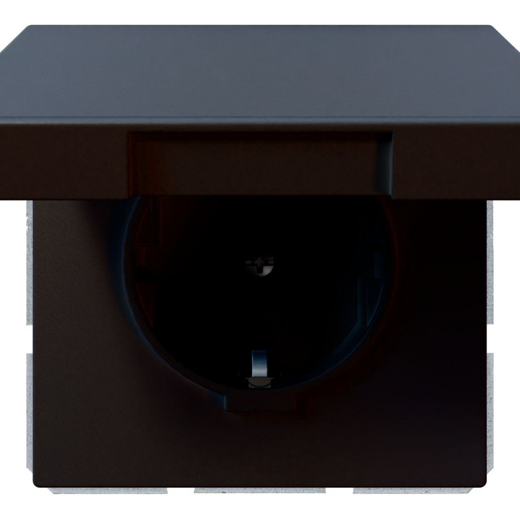 Изображение FD5505PBM Розетка SCHUKO® 16A с крышкой и со шторками - FD (черный матовый - soft touch) - завод JASMART