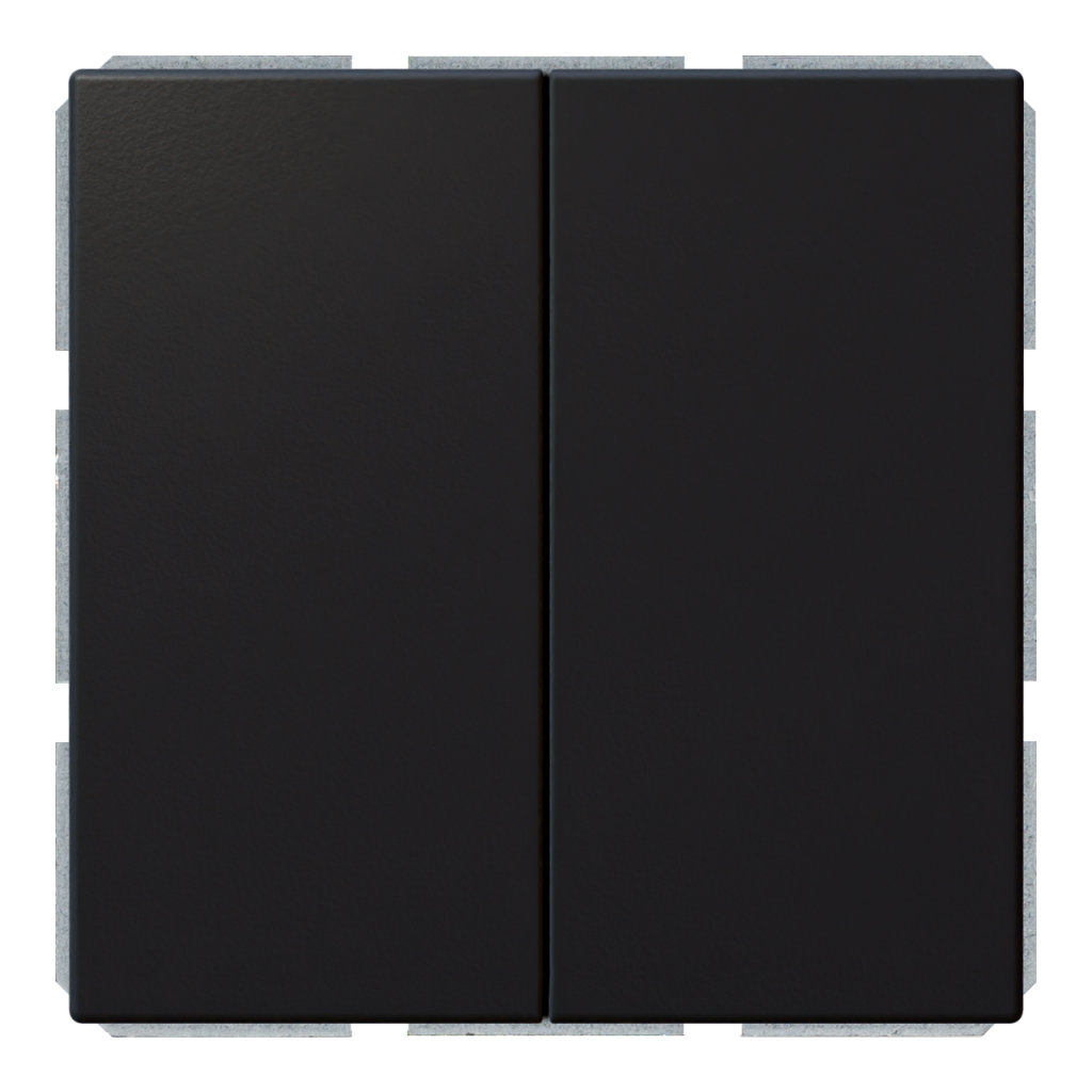 Изображение FD3023PBM Выключатель 2-клавишный 10A с клавишами - FD (черный матовый - soft touch) - завод JASMART