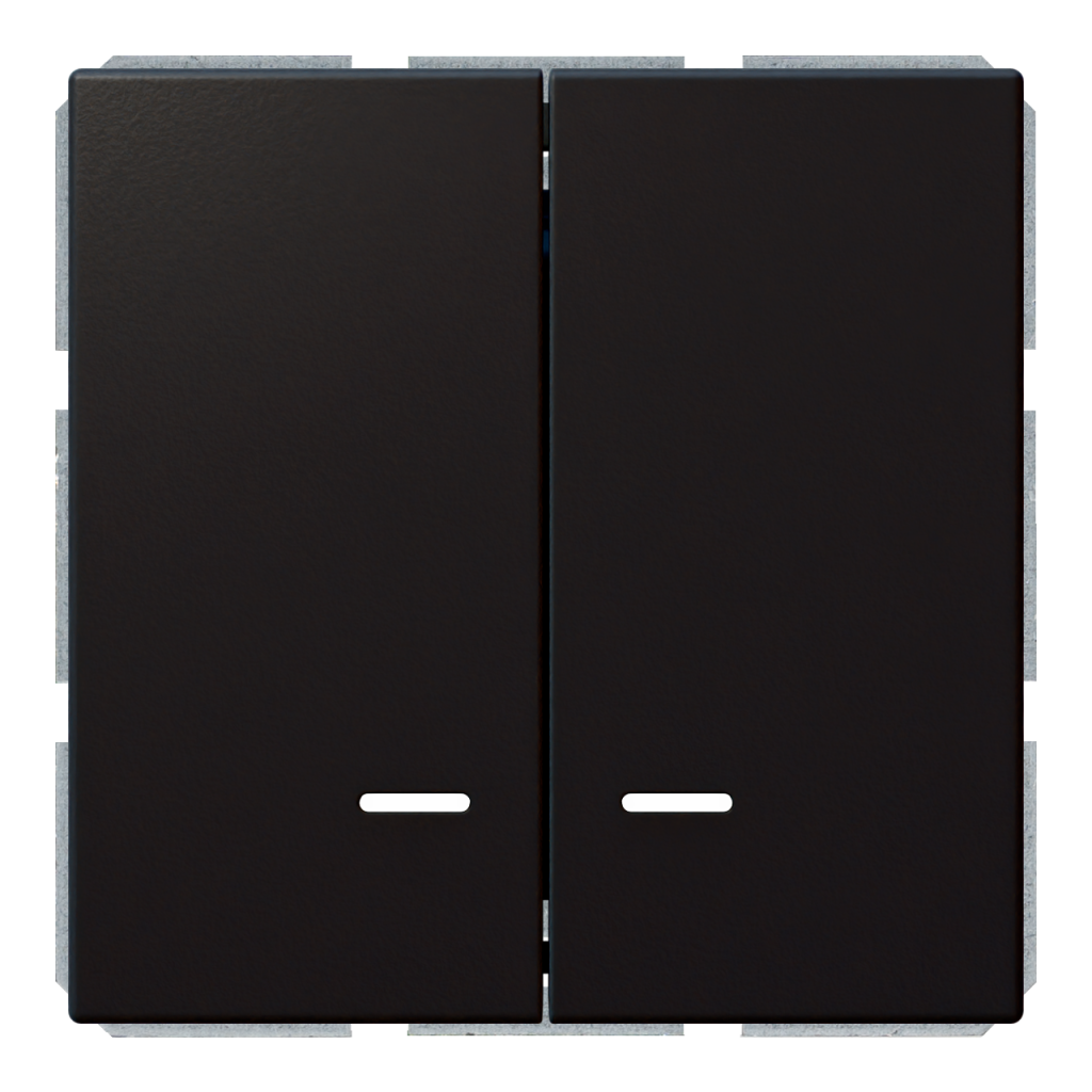 Изображение FD3023NPBM Выключатель 2-клавишный 10A с LED-подсветкой с клавишами - FD (черный матовый - soft touch) - завод JASMART