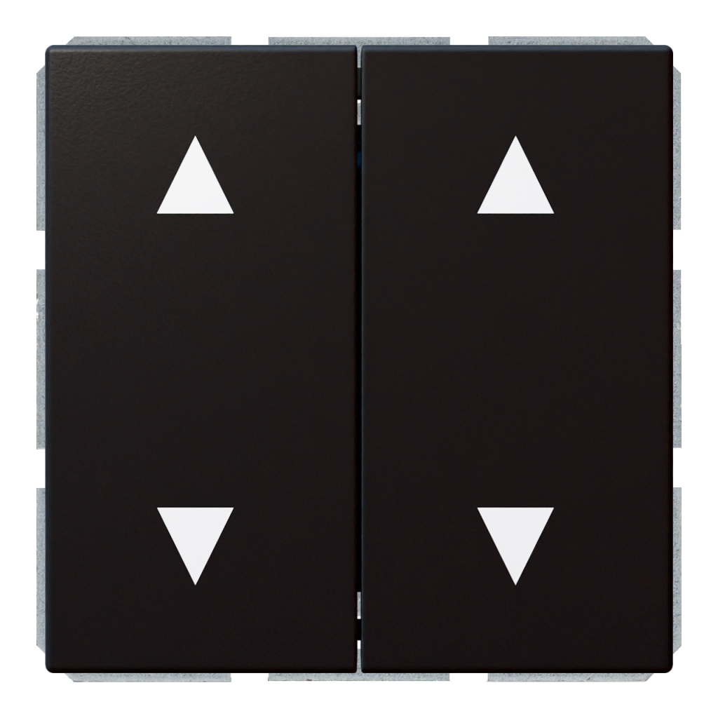 Изображение FD3028PBM Кнопка 2-клавишная 10A в нейтральном положении, для штор с клавишей - FD (черный матовый - soft touch) - завод JASMART