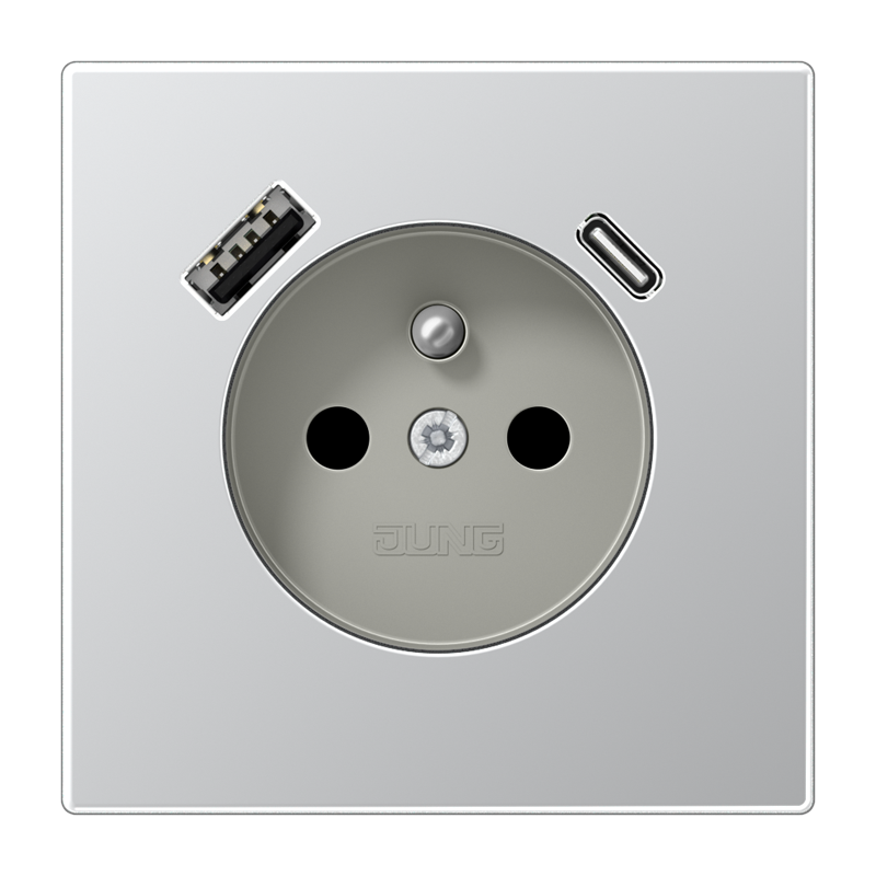 Изображение AL1520F-15CA  Розетка, франко-бельгийской системы, c USB зарядным устройством - завод JUNG