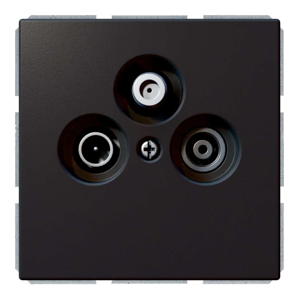 Изображение FD6206PBM Розетка TV-FM-SAT оконечная с накладкой - FD (черный матовый - soft touch) - завод JASMART