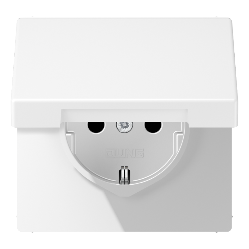 Изображение LS1520BFKLWWM  Розетка SCHUKO® 16A с крышкой - LS (белый матовый) - завод JUNG