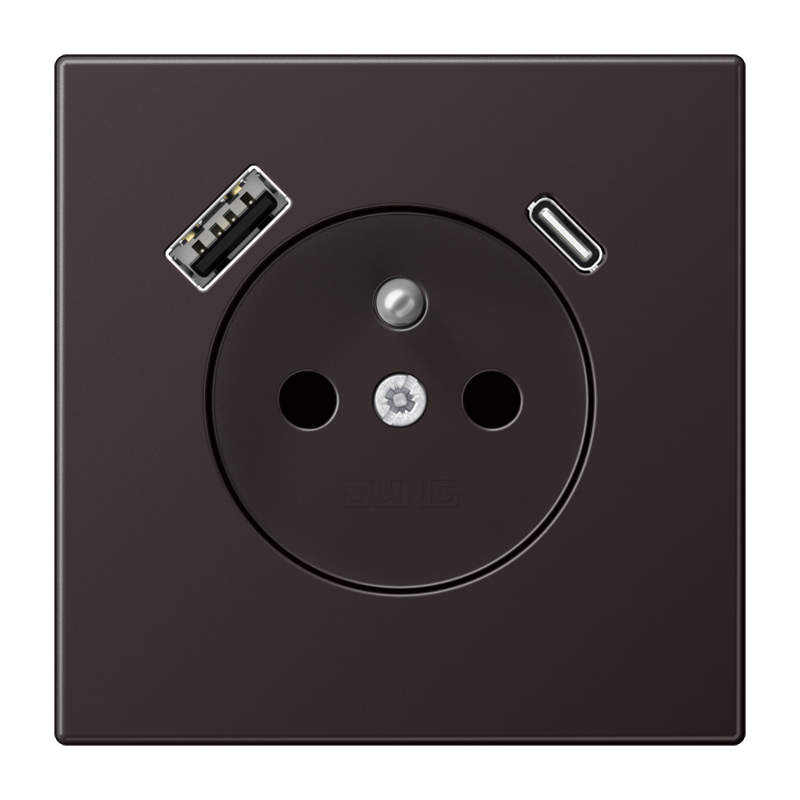 Изображение AL1520F-15CAD-L  Розетка франко-бельгийской системы c USB зарядным устройством - завод JUNG