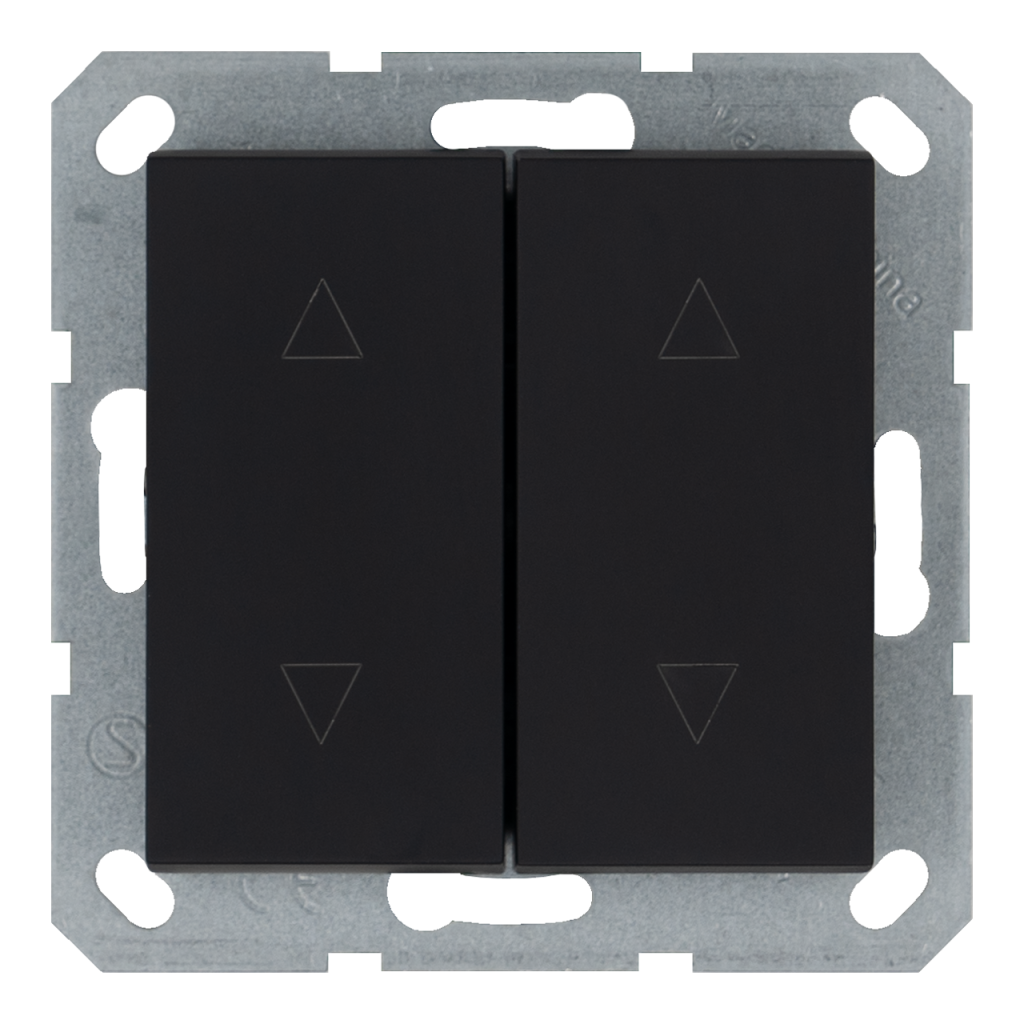 Изображение G3028PB Кнопка 2-клавишная 10A в нейтральном положении, для штор с клавишей - G (черный матовый - soft touch) - завод JASMART