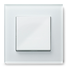 Выключатель одноклавишный JASMART G-Glass рамка из белого стекла с белой глянцевой вставкой